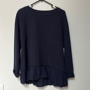 Loft navy speckled peplum shirt